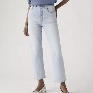 LEVI'S Ribcage Straight Ankle Jeans 28 High Waist Button Fly Light Denim